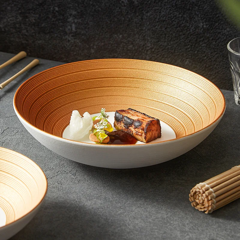 Golden Edge Ceramic Plate Pasta Plate Salad Plate Thick Soup Plates Dessert Snack Dish Straw Hat Plates Restaurant Tableware
Golden Edge Ceramic Plate Pasta Plate Salad Plate Thick Soup Plates Dessert Snack Dish Straw Hat Plates Restaurant Tableware