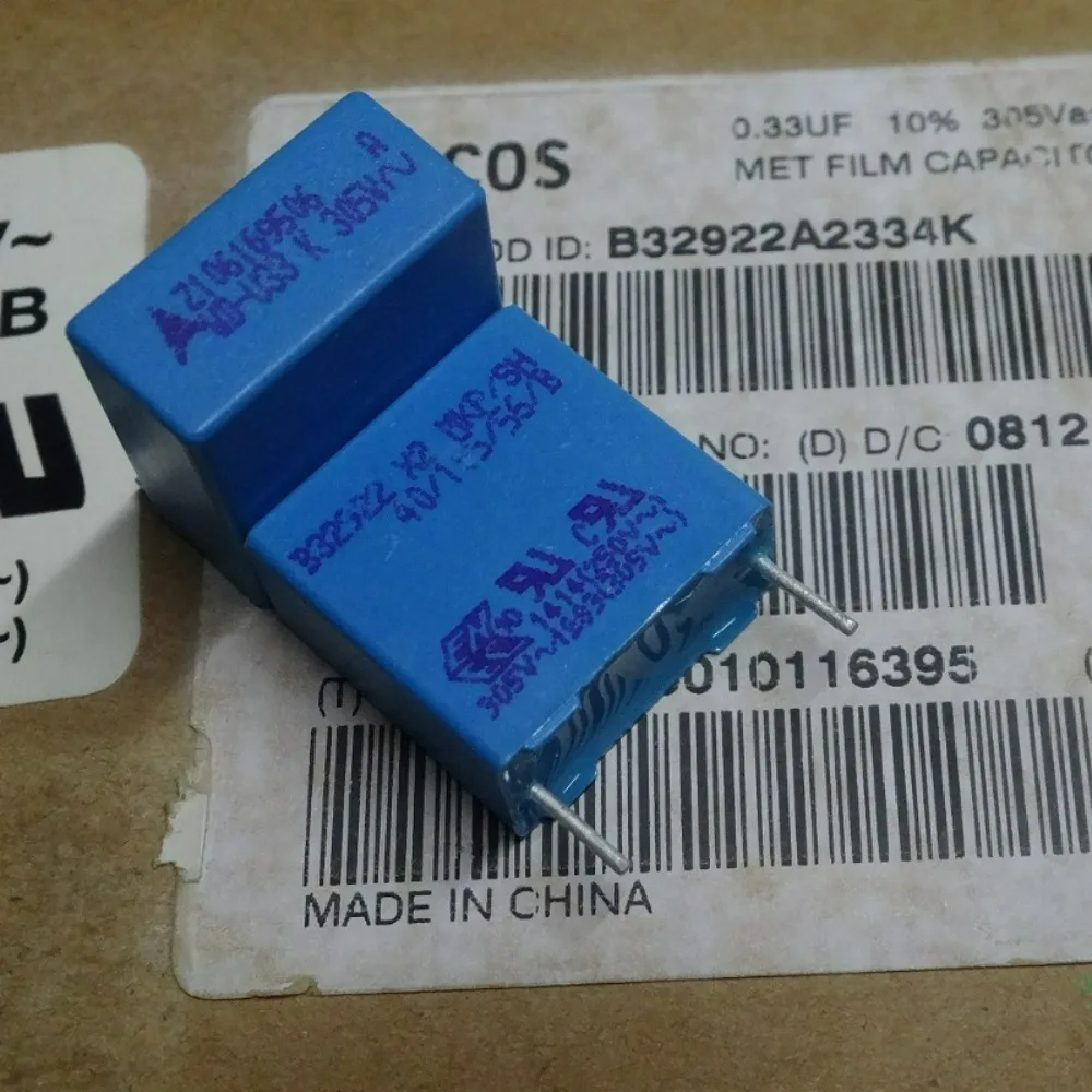 10pcs/lot EPCOS 0.33uf 305vAC 330nf u33 334 Brand New 15mm Film Capacitor (Height: 17mm) B32922A2334K
10pcs/lot EPCOS 0.33uf 305vAC 330nf u33 334 Brand New 15mm Film Capacitor (Height: 17mm) B32922A2334K