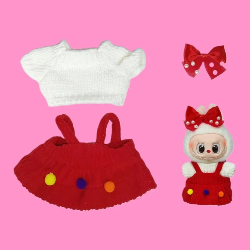 17cm Labubu Doll Clothes Set Fashion Knitted Top Red Skirt with Bow Accessories Cute Outfit for Labubu V1 V2 Dolls Party Wear
17cm Labubu Doll Clothes Set Fashion Knitted Top Red Skirt with Bow Accessories Cute Outfit for Labubu V1 V2 Dolls Party Wear