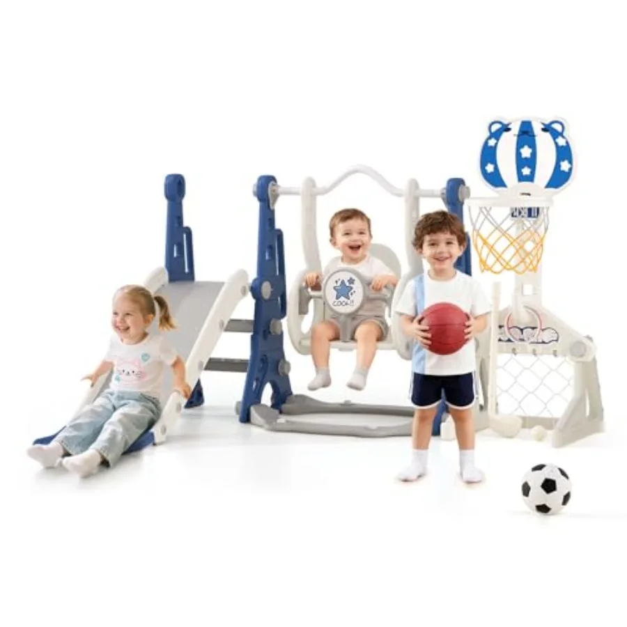 Toddler Swing and Slide Set - 6 in 1 Baby Slide for Toddlers Age 1-2 with Basketball Hoop Soccer and Golf Game Indoor Outdoor T
Toddler Swing and Slide Set - 6 in 1 Baby Slide for Toddlers Age 1-2 with Basketball Hoop Soccer and Golf Game Indoor Outdoor T