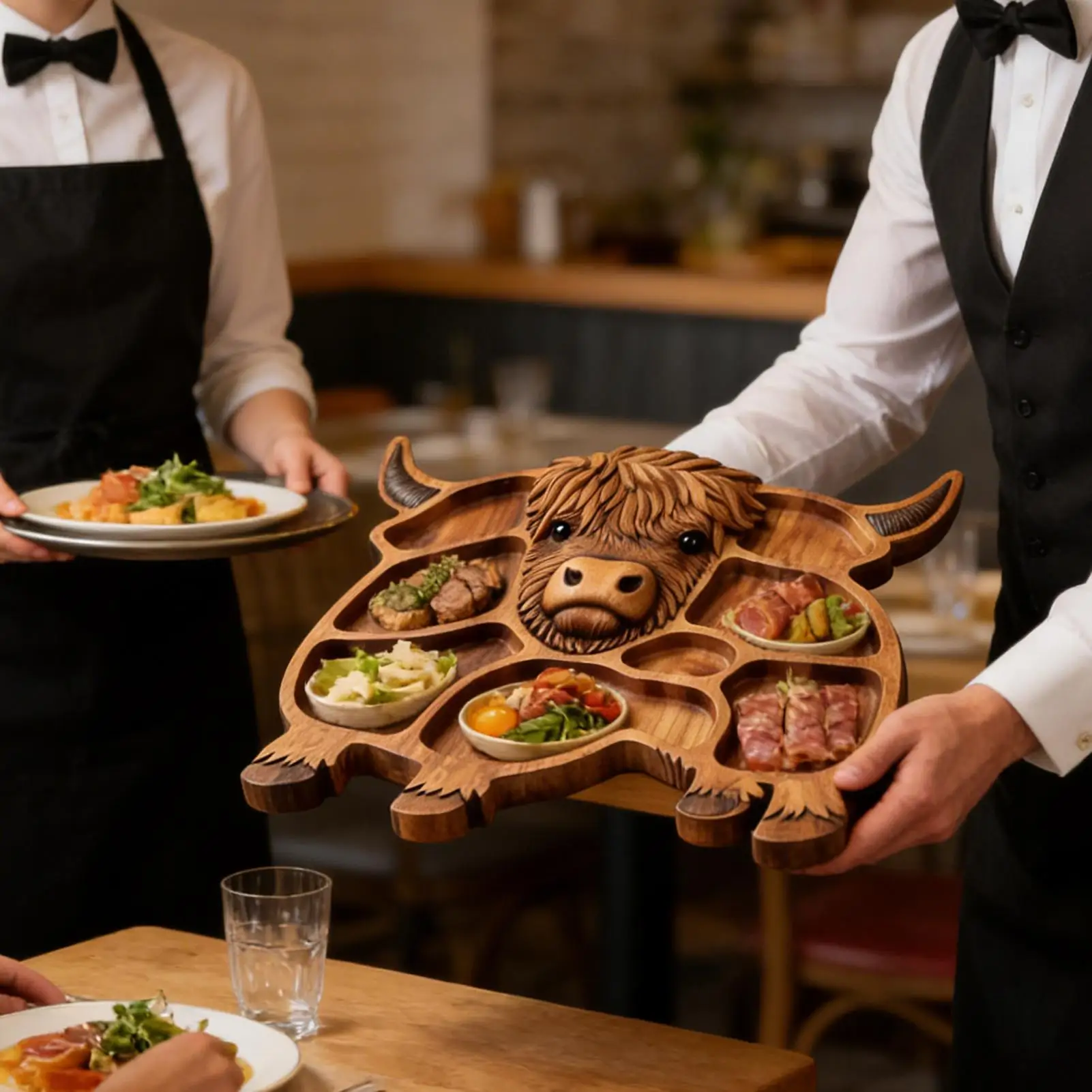 Highland Cow Charcuterie Board With Compartments Wooden Appetizer Board Serving Tray For Snack Fruit Meat Cheese Home Party
Highland Cow Charcuterie Board With Compartments Wooden Appetizer Board Serving Tray For Snack Fruit Meat Cheese Home Party