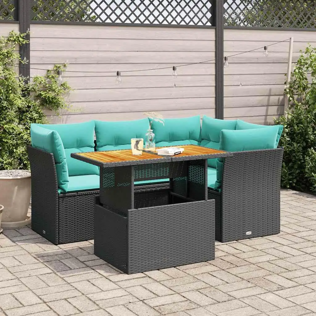 5 Piece Outdoor Patio Sofa Set with Cushions Black Rattan Furniture Garden Lounge
5 Piece Outdoor Patio Sofa Set with Cushions Black Rattan Furniture Garden Lounge