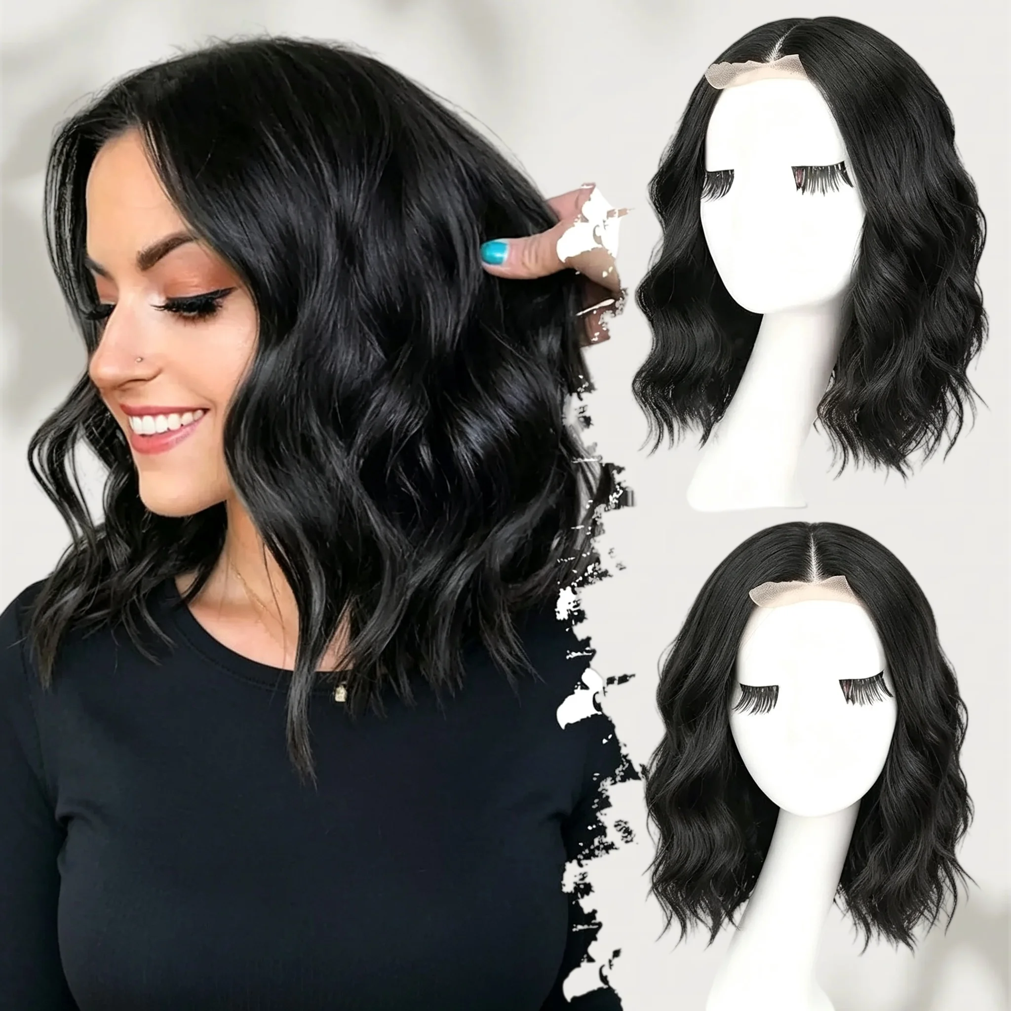 Women's Short Wavy Synthetic Wig, Small Lace Front Bob Wig, Natural Looking Ombre Highlight Hair for Daily & Party
Women's Short Wavy Synthetic Wig, Small Lace Front Bob Wig, Natural Looking Ombre Highlight Hair for Daily & Party
