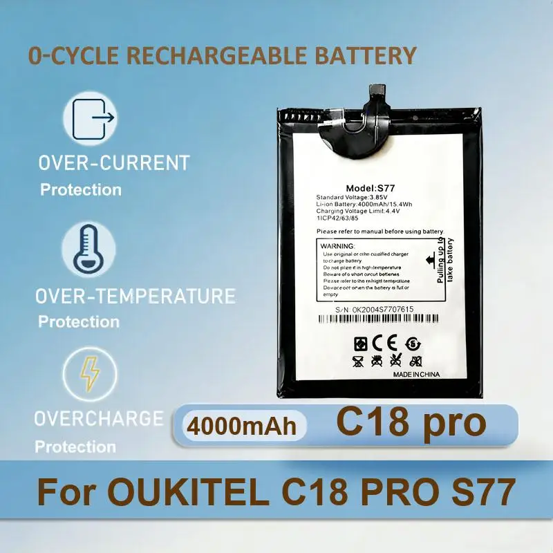 C18 pro Mobile Phone Battery For OUKITEL C18 PRO S77 4000mAh Real Capacity
C18 pro Mobile Phone Battery For OUKITEL C18 PRO S77 4000mAh Real Capacity