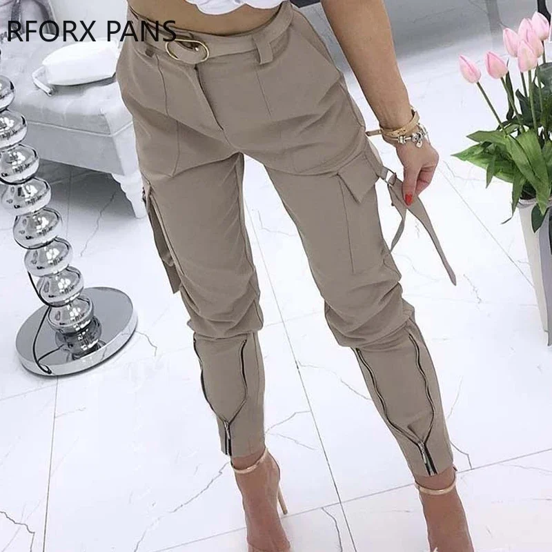 Women Solid Pocket Zipper Design Tied Cuff Cargo Pants Casual Pants Fashion Pants
Women Solid Pocket Zipper Design Tied Cuff Cargo Pants Casual Pants Fashion Pants