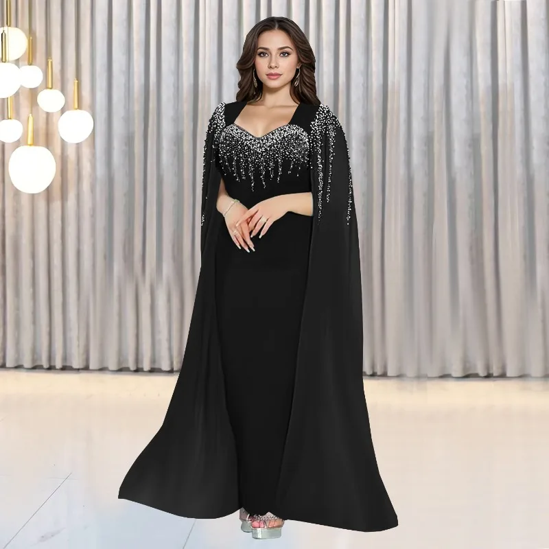 Women Elegant Diamonds Pearls Bodycon Maxi Evening Party Dress Sheer Mesh Shawl Sleeve Slim Formal Occation Long Robe Vestidos
Women Elegant Diamonds Pearls Bodycon Maxi Evening Party Dress Sheer Mesh Shawl Sleeve Slim Formal Occation Long Robe Vestidos