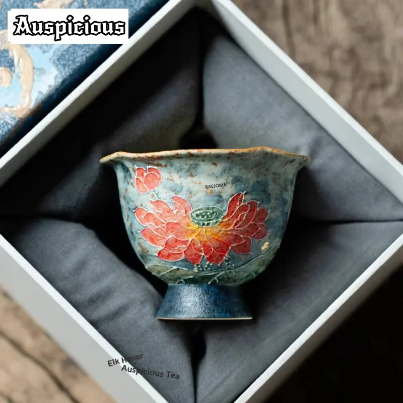 55ml Hand Painted Lotus High Foot Teacup Antique Tea Bowl Set Of Cups Tea-tasting Smelling Cup Jianzhan Master Cups Tea Services
55ml Hand Painted Lotus High Foot Teacup Antique Tea Bowl Set Of Cups Tea-tasting Smelling Cup Jianzhan Master Cups Tea Services