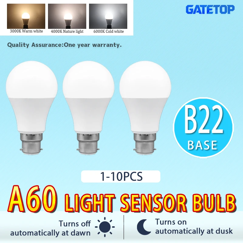 1-10pcs A60 Led Bulb Light Sensor Control Bulb AC220V 110V 10W B22 Suitable for The Entrance of Underground Garage Corridor
1-10pcs A60 Led Bulb Light Sensor Control Bulb AC220V 110V 10W B22 Suitable for The Entrance of Underground Garage Corridor
