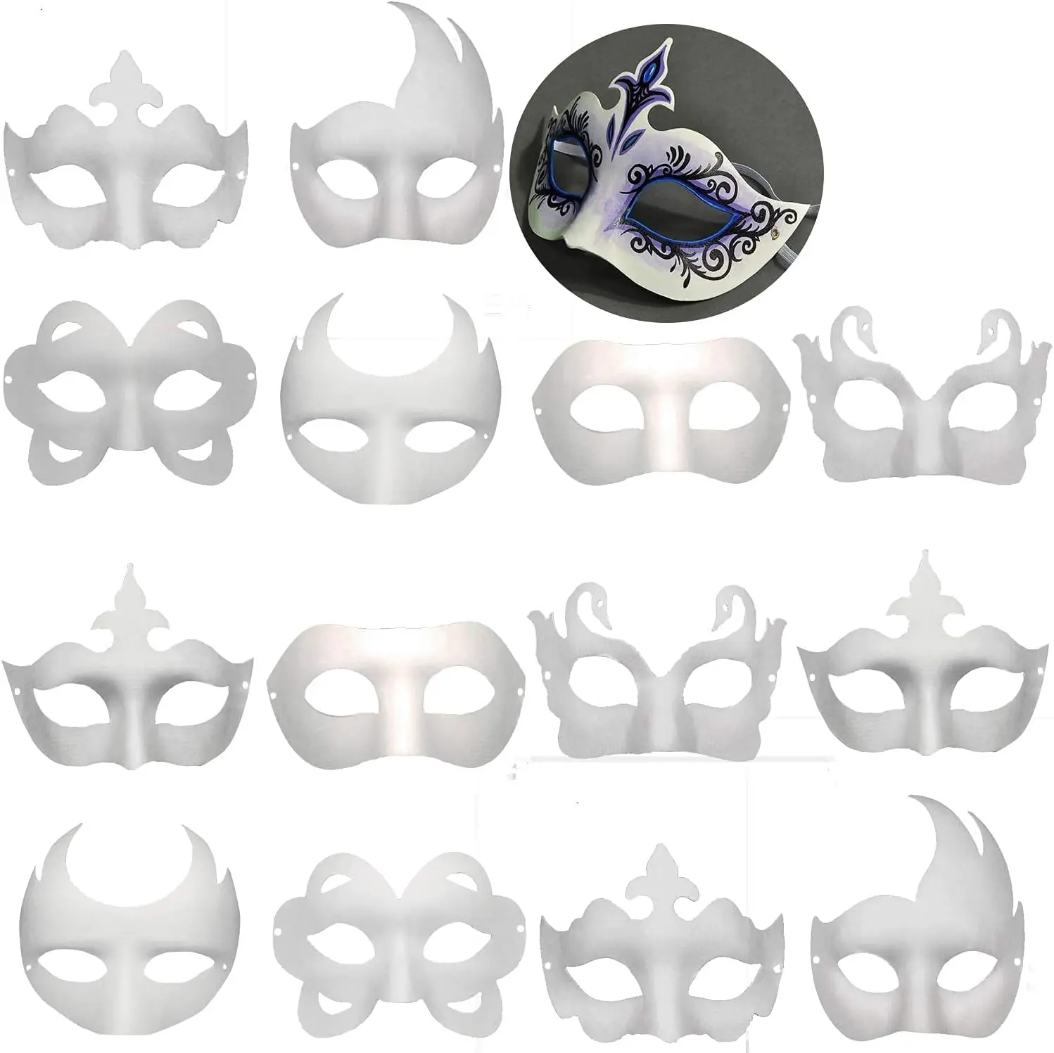 14 PCS DIY White Paper Masks for Mardi Gras, Halloween, Craft Party - Blank Half Face Masquerade Masks
14 PCS DIY White Paper Masks for Mardi Gras, Halloween, Craft Party - Blank Half Face Masquerade Masks