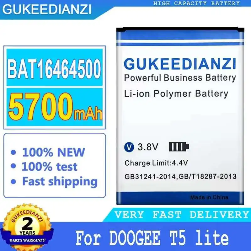 Быстрая зарядка для Doogee T5 T5 Lite, хорошая низкотемпературная батарея для мобильного телефона 5700 мАч BAT16464500
Быстрая зарядка для Doogee T5 T5 Lite, хорошая низкотемпературная батарея для мобильного телефона 5700 мАч BAT16464500