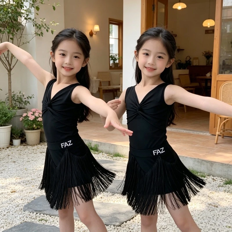 Girls Sleeveless Tassel Latin Dance Dress Kids Spring Summer Competition Practice Ballroom Performance Costume Dance Wear Zym
Girls Sleeveless Tassel Latin Dance Dress Kids Spring Summer Competition Practice Ballroom Performance Costume Dance Wear Zym