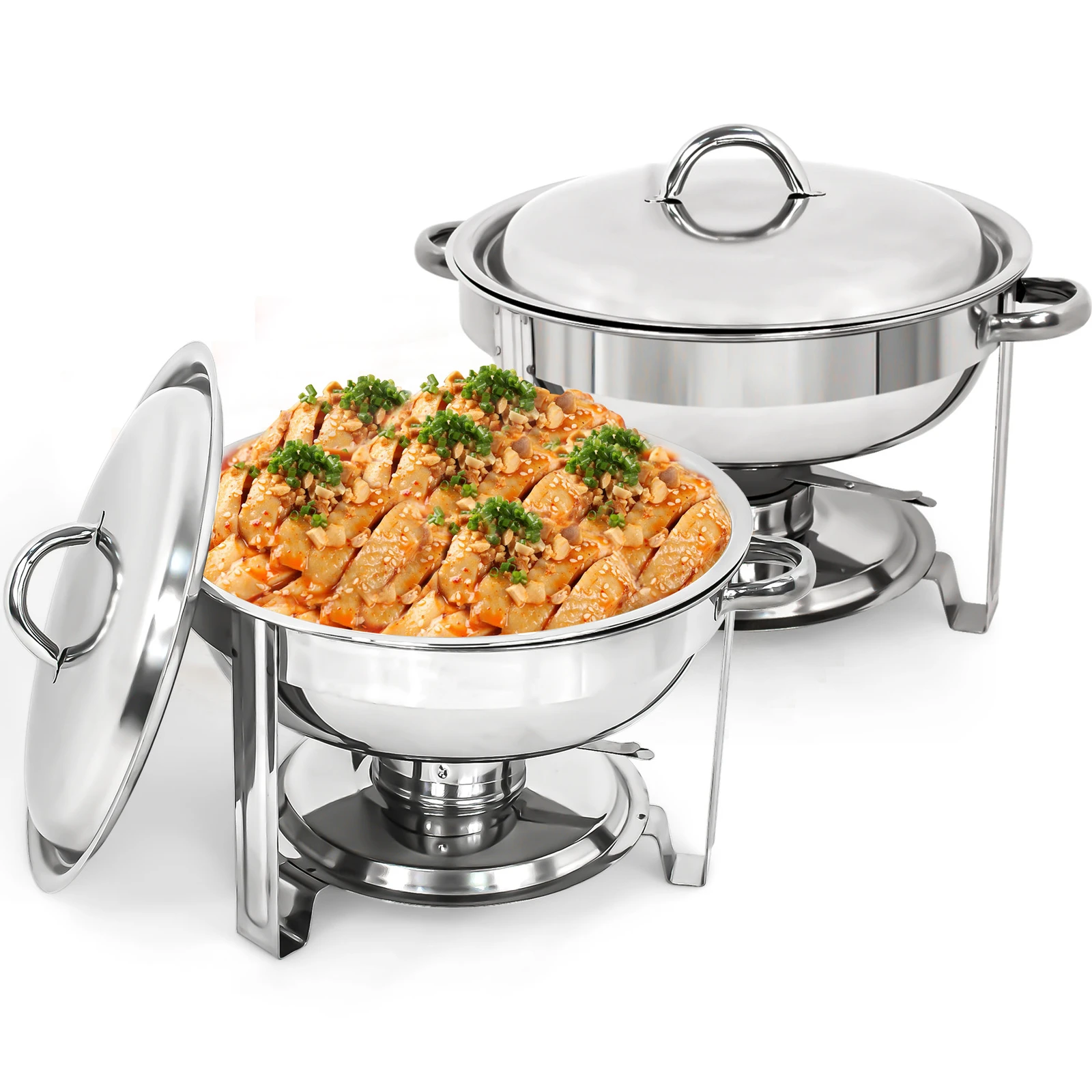 2 Pack 5 Quart Stainless Steel Round Chafing Dishes Full Size Buffet Catering
2 Pack 5 Quart Stainless Steel Round Chafing Dishes Full Size Buffet Catering