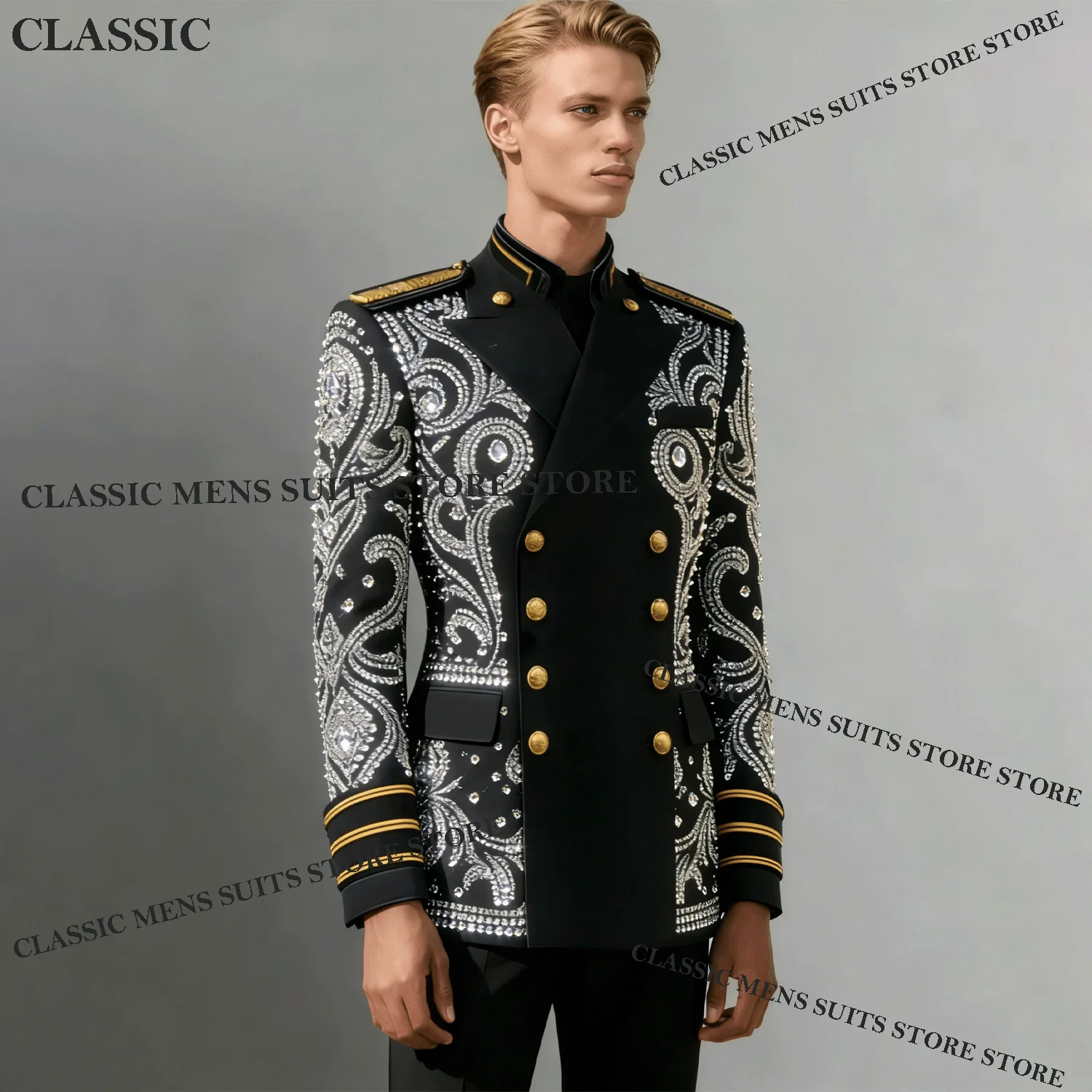 Elegant Tuxedos Men Suits Luxury Diamond Decoration Customized Peaked Lapel Groom 2 Pieces Set Wedding Male Prom Blazers suits
Elegant Tuxedos Men Suits Luxury Diamond Decoration Customized Peaked Lapel Groom 2 Pieces Set Wedding Male Prom Blazers suits