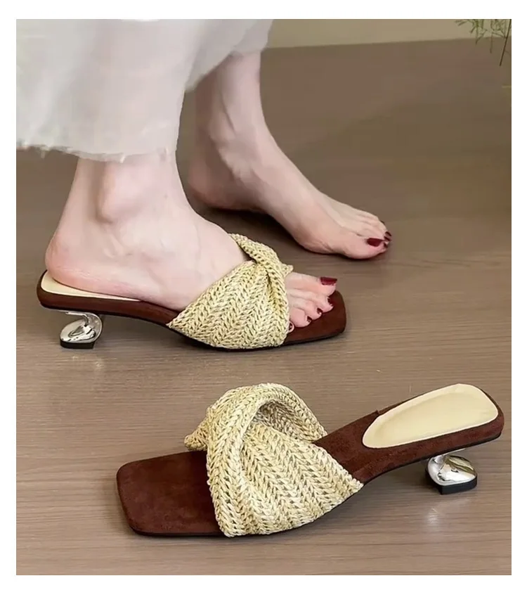 Vintage Woven Square Toe High Heels Women Summer Elegant One Word Strap Mules Fashion Outdoor Vacation Sandals
Vintage Woven Square Toe High Heels Women Summer Elegant One Word Strap Mules Fashion Outdoor Vacation Sandals