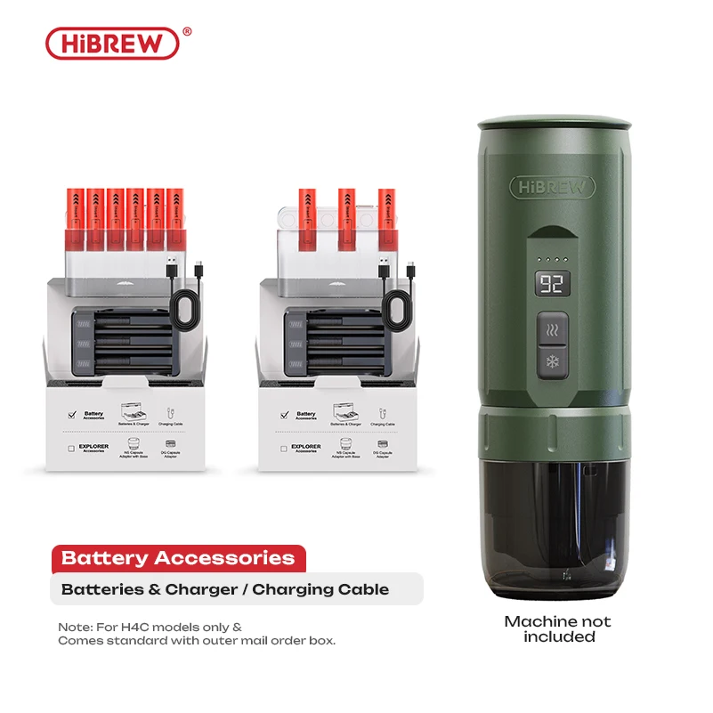 HiBREW 3.6V 18650 Rechargeable Battery Pack 3500mAh*3/6 Portable Espresso Coffee Machine Coffee Accessory Travel Camping
HiBREW 3.6V 18650 Rechargeable Battery Pack 3500mAh*3/6 Portable Espresso Coffee Machine Coffee Accessory Travel Camping
