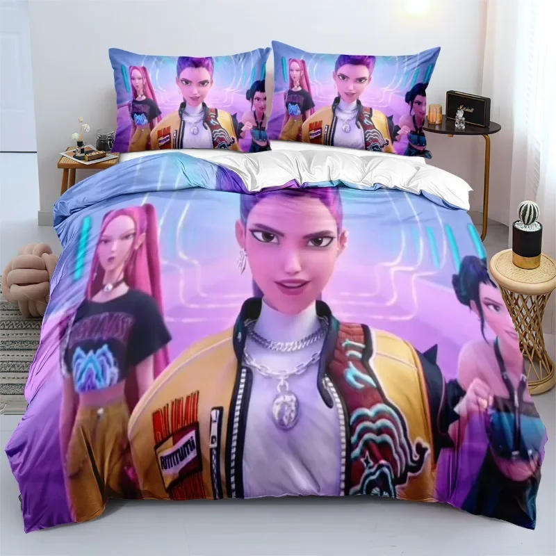 KPop Demon Hunters Themed Bedding Set Colorful Print Polyester Student Dormitory Bed Sheet Quilt Cover Kid Gift Home Textile
KPop Demon Hunters Themed Bedding Set Colorful Print Polyester Student Dormitory Bed Sheet Quilt Cover Kid Gift Home Textile