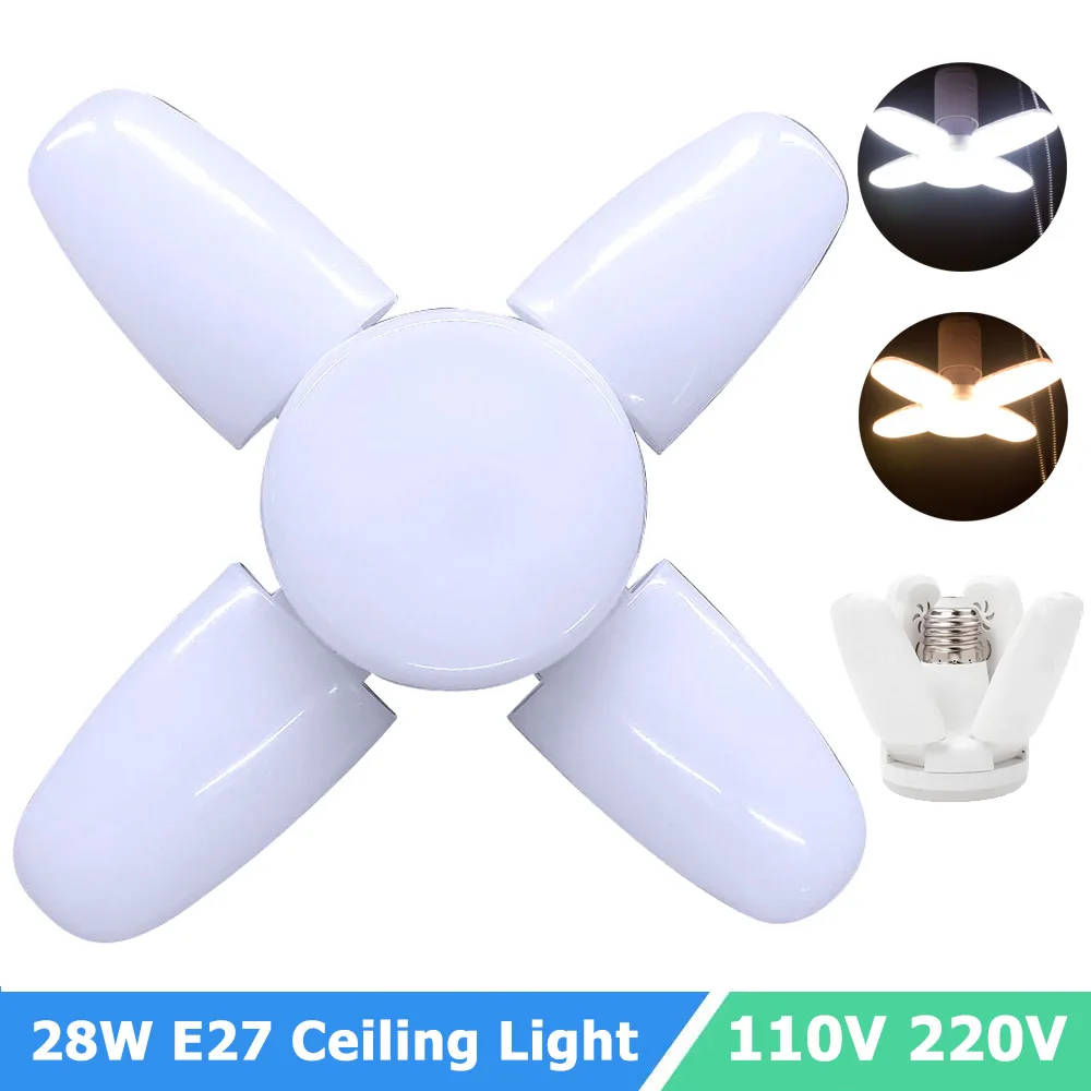 E27 LED Fan Shape Lamp 28W AC 85-265V Foldable LED Light Warm/Cool White Ceiling Light for Home Warehouse Garage Lighting
E27 LED Fan Shape Lamp 28W AC 85-265V Foldable LED Light Warm/Cool White Ceiling Light for Home Warehouse Garage Lighting