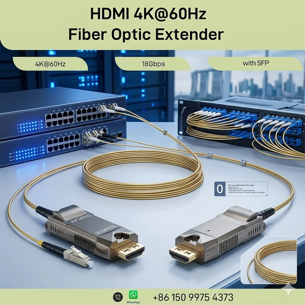 HDMI 4K60 Fiber Optic Extender 18Gbps OM3/OM4 Multi-Mode LC 300M HDCP DDC CEC Easy Setup
HDMI 4K60 Fiber Optic Extender 18Gbps OM3/OM4 Multi-Mode LC 300M HDCP DDC CEC Easy Setup