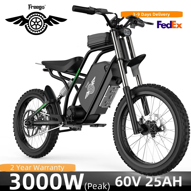 New Electric Bike for Adults N3 3000W(Peak) 28/40MPH 60V 25AH E-Bikes 20-50Mi Electric Motorcycle Dirt Bike
New Electric Bike for Adults N3 3000W(Peak) 28/40MPH 60V 25AH E-Bikes 20-50Mi Electric Motorcycle Dirt Bike