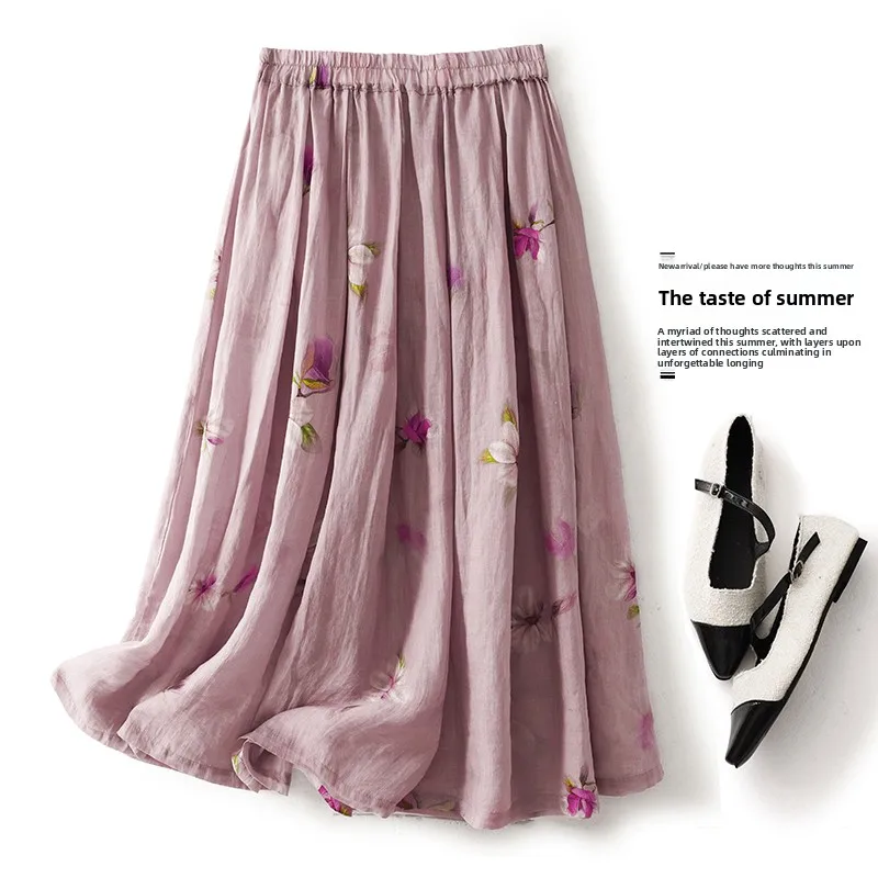 Новая китайская хлопково-льняная женская юбка с цветочным принтом, свободная и драпированная юбка-миди трапециевидной формы для летнего сезона, дизайн с высокой талией
Новая китайская хлопково-льняная женская юбка с цветочным принтом, свободная и драпированная юбка-миди трапециевидной формы для летнего сезона, дизайн с высокой талией