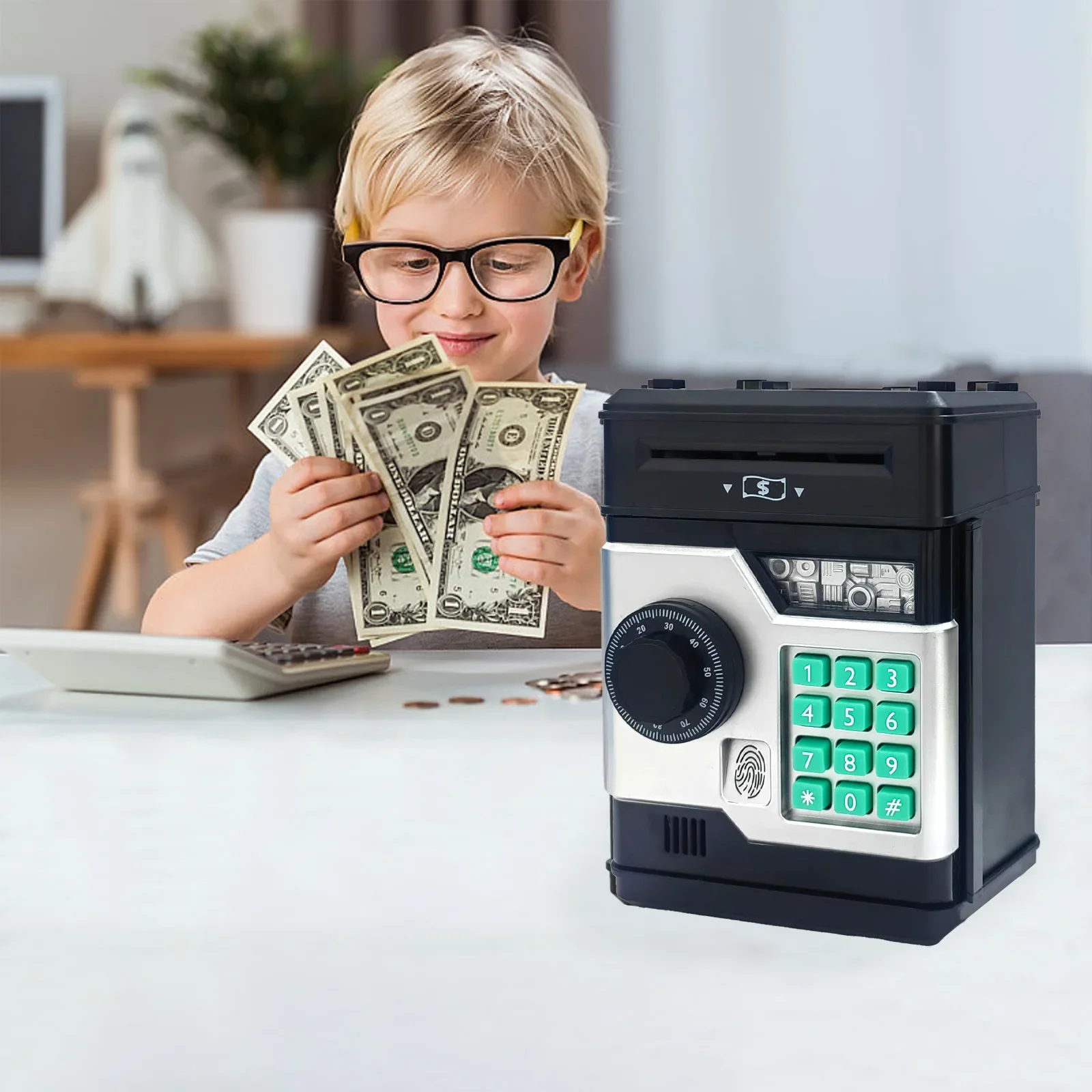 DurableCreative Fingerprint Rotating Password Piggy Bank Cash Machine Piggy Bank Children's Home Gift Password Box
DurableCreative Fingerprint Rotating Password Piggy Bank Cash Machine Piggy Bank Children's Home Gift Password Box
