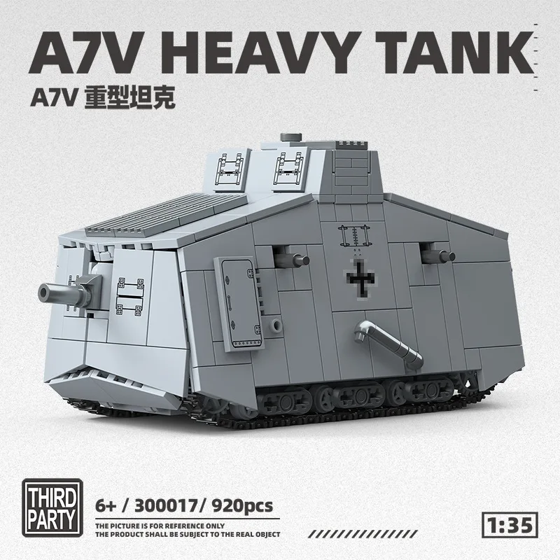920PCS A7V Heavy Tank Building Blocks – 1:35 Scale Sturmpanzerwagen Military Bricks Model, Desktop Display Gift for Adults
920PCS A7V Heavy Tank Building Blocks – 1:35 Scale Sturmpanzerwagen Military Bricks Model, Desktop Display Gift for Adults
