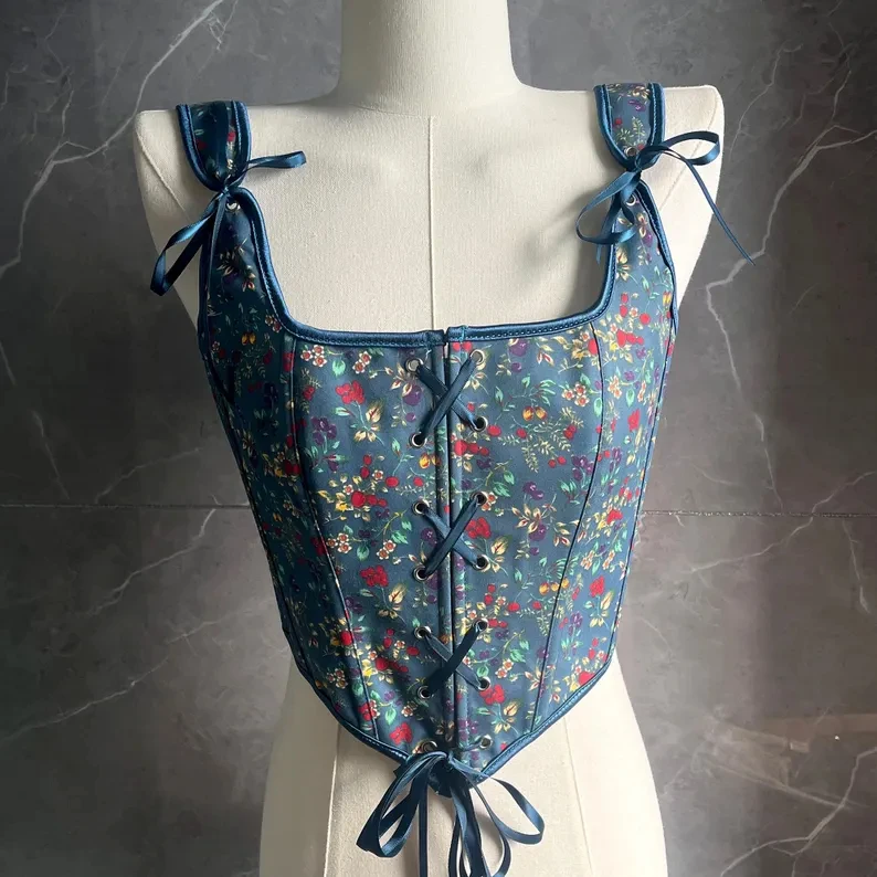 Blue floral corset Short floral top Vintage corset Slim and elegant printed French all-match top Herringbone corset
Blue floral corset Short floral top Vintage corset Slim and elegant printed French all-match top Herringbone corset