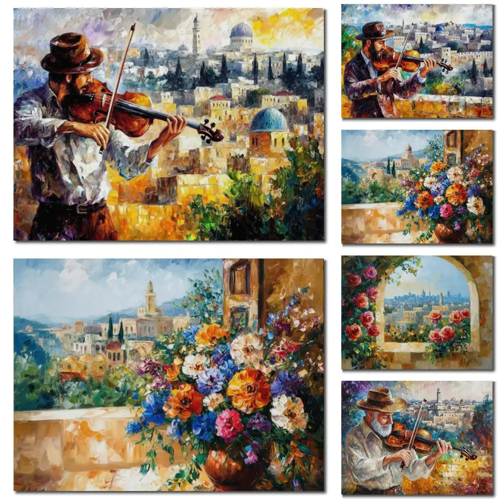 Jewish Flowers Oil Painting Hand Painted Textured Canvas Art Jerusalem Landscape Abstract Artwork Restaurant Kitchen Home Decor
Jewish Flowers Oil Painting Hand Painted Textured Canvas Art Jerusalem Landscape Abstract Artwork Restaurant Kitchen Home Decor