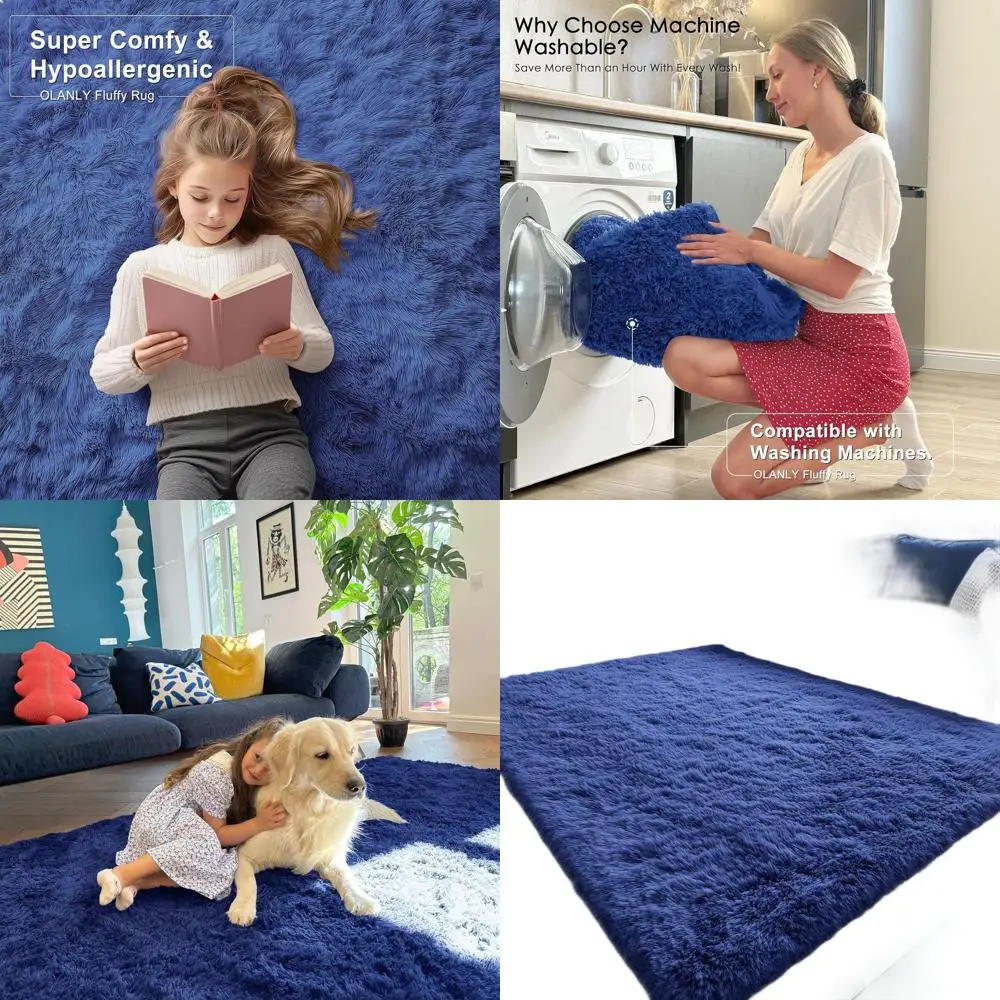 Темно-синие лохматые коврики 5x8 для гостиных, спален и детских комнат — мягкие, моющиеся и эстетичные для дома
Темно-синие лохматые коврики 5x8 для гостиных, спален и детских комнат — мягкие, моющиеся и эстетичные для дома