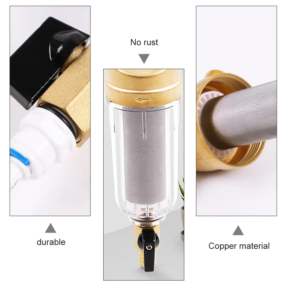Copper Front Sediment Filter Stainless Steel Mesh Water Prefilter for Home Faucet Descaling Backwash Water Filter 
Copper Front Sediment Filter Stainless Steel Mesh Water Prefilter for Home Faucet Descaling Backwash Water Filter