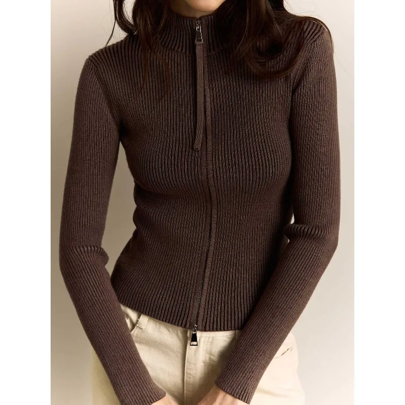 Women's Autumn Spring Top Undershirt Stand-up Collar Zipper Knitted Ribbed Retro Simple New Casual Design Niche Versatile Skinny
Women's Autumn Spring Top Undershirt Stand-up Collar Zipper Knitted Ribbed Retro Simple New Casual Design Niche Versatile Skinny