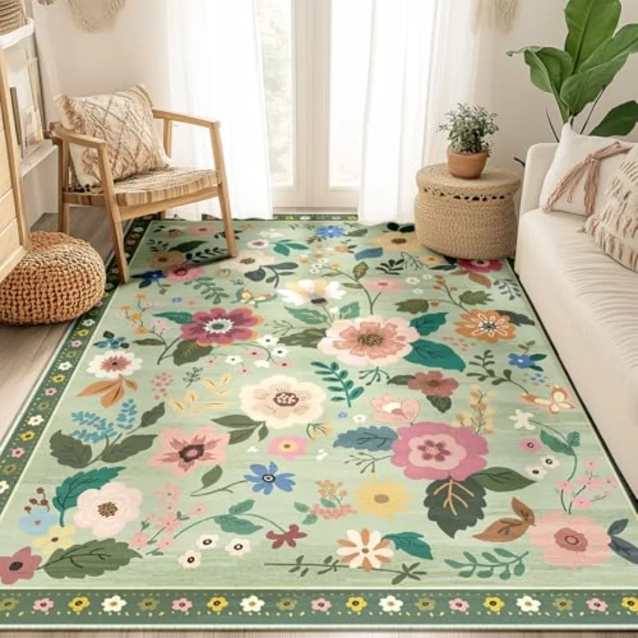 Floral 5x7 Area Rug Machine Washable Soft Print Boho Carpet Non Slip Doormat Low Pile Flower Area Rugs for Living Room Bedroom
Floral 5x7 Area Rug Machine Washable Soft Print Boho Carpet Non Slip Doormat Low Pile Flower Area Rugs for Living Room Bedroom