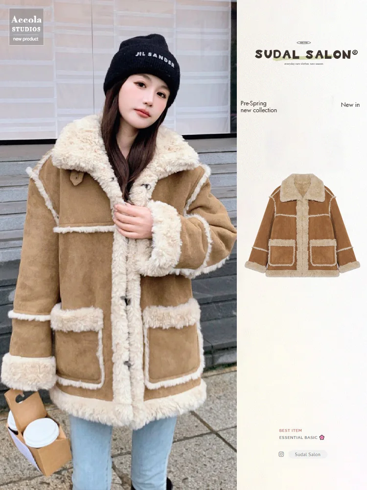 Women's ort Thiened Lamb Fur Suede Jaet Autumn Winter Retro Patchwork Warm Inteated Leather And Fur New 2023
Women's ort Thiened Lamb Fur Suede Jaet Autumn Winter Retro Patchwork Warm Inteated Leather And Fur New 2023
