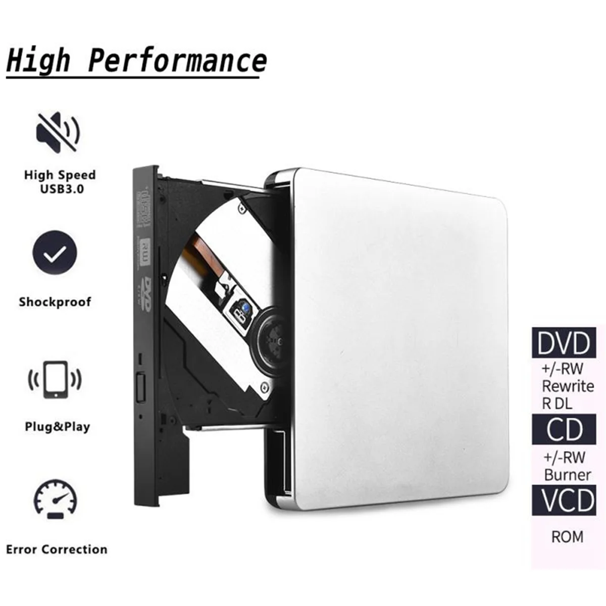 ABWG-USB3.0 External CD Player 12.7mm Tray Type Ultra Slim DVD-RW Optical Drive Recorder for Computer Laptop
ABWG-USB3.0 External CD Player 12.7mm Tray Type Ultra Slim DVD-RW Optical Drive Recorder for Computer Laptop