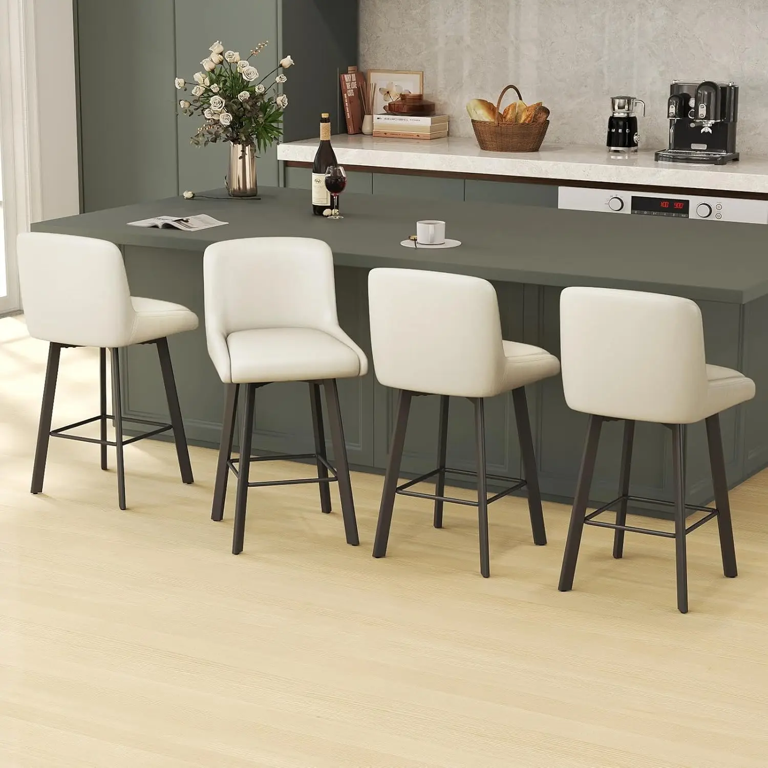 Swivel Bar Stools, 26''H Upholstered Barstools with Backs, Modern Counter Height Bar Stool Chairs for Kitchen, Customized
Swivel Bar Stools, 26''H Upholstered Barstools with Backs, Modern Counter Height Bar Stool Chairs for Kitchen, Customized