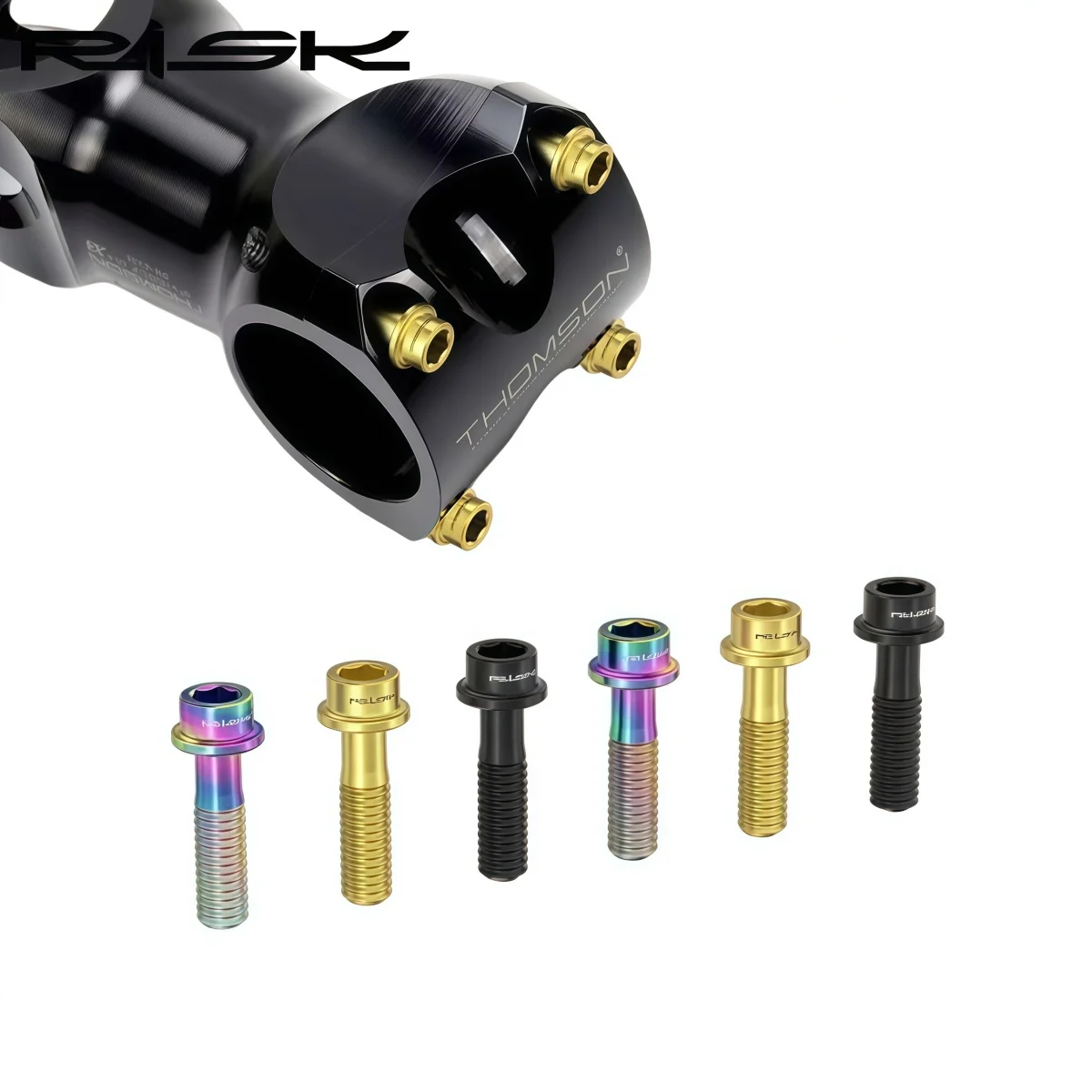 RISK M5x16 & M5x18 Titanium MTB / Road Bicycle Stem Bolts – Bike Seatpost Clamps 6 Piece (Rainbow/Gold/Black/Titanium)
RISK M5x16 & M5x18 Titanium MTB / Road Bicycle Stem Bolts – Bike Seatpost Clamps 6 Piece (Rainbow/Gold/Black/Titanium)