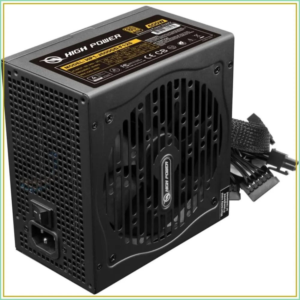 600W 80 Plus Gold PSU, ATX 12V V2.3/EPS 12V, 120mm Silent Fan, Active PFC, Reliable Performance
600W 80 Plus Gold PSU, ATX 12V V2.3/EPS 12V, 120mm Silent Fan, Active PFC, Reliable Performance