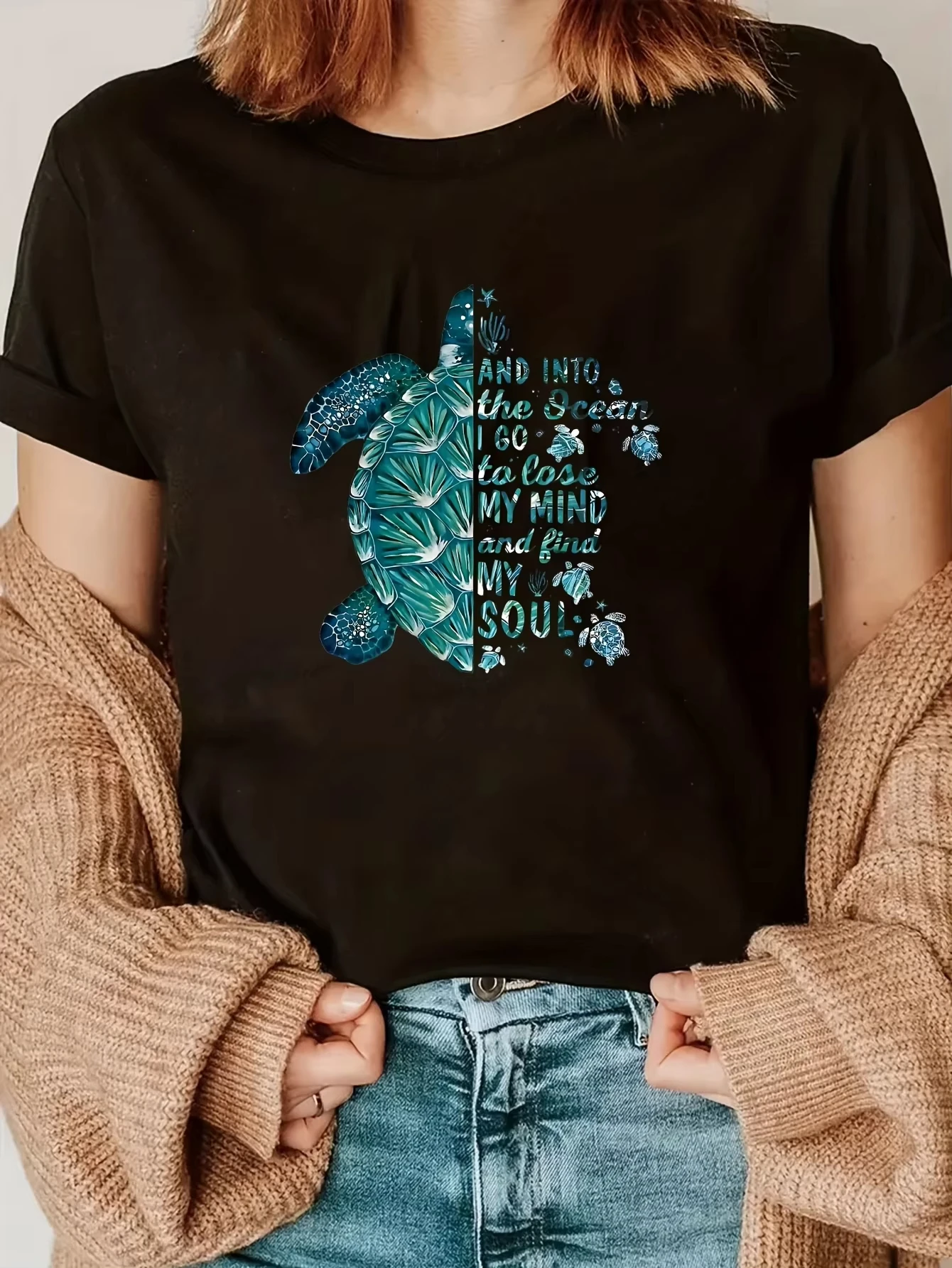 Женская повседневная футболка с графическим принтом черепахи, хлопковые топы с круглым вырезом и короткими рукавами, летняя футболка Y2k, удобная женская одежда
Женская повседневная футболка с графическим принтом черепахи, хлопковые топы с круглым вырезом и короткими рукавами, летняя футболка Y2k, удобная женская одежда