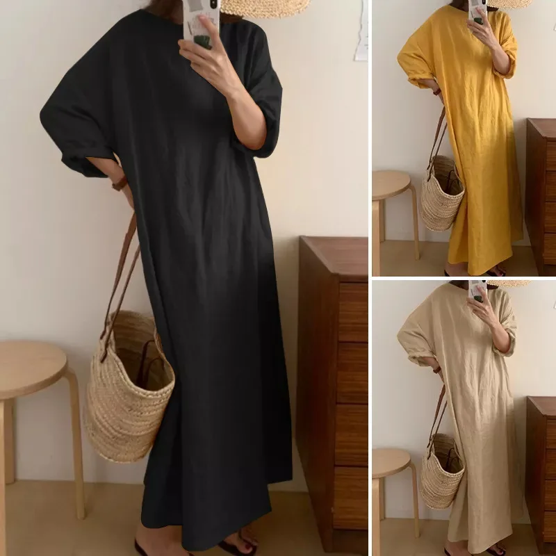 Casual Cotton Long Sleeve round Neck Dress Vintage Artistic Style Loose Fit Large Size Spring Autumn New Arrival Yang Jing Brand
Casual Cotton Long Sleeve round Neck Dress Vintage Artistic Style Loose Fit Large Size Spring Autumn New Arrival Yang Jing Brand