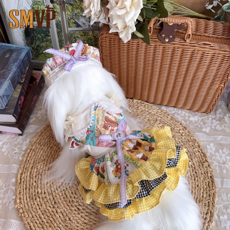 Cartoon Print Pet Lolita Dress Cute Princess Outfit with Ruffled Gingham Trim Includes Optional Matching Headwear for Pets
Cartoon Print Pet Lolita Dress Cute Princess Outfit with Ruffled Gingham Trim Includes Optional Matching Headwear for Pets