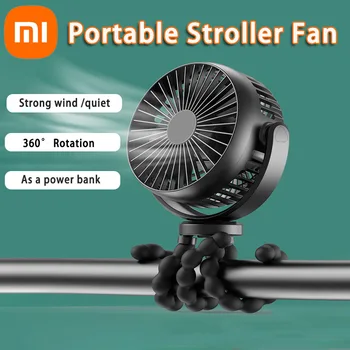 Xiaomi Mini Portable Stroller Fan Detachable 3 Speed Rechargeable 360° Rotating Cooling Fan for Car Seat Baby Crib Travel