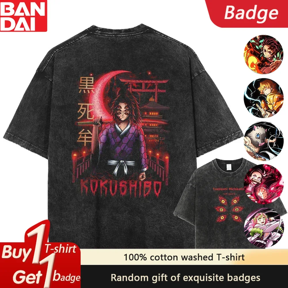 Аниме Demon Slayer Kokushibo, стираная футболка с принтом, летняя мужская и женская футболка из чистого хлопка больших размеров, свободный повседневный топ с короткими рукавами
Аниме Demon Slayer Kokushibo, стираная футболка с принтом, летняя мужская и женская футболка из чистого хлопка больших размеров, свободный повседневный топ с короткими рукавами