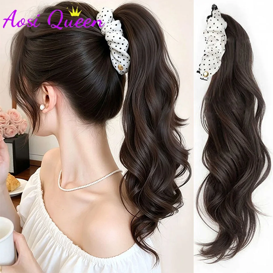 AOSI Korean Style Polka Dot Banana Clip Ponytail Wig Synthetic Fluffy Ribbon Clip Ponytail Natural Long Curly High Ponytail Ha
AOSI Korean Style Polka Dot Banana Clip Ponytail Wig Synthetic Fluffy Ribbon Clip Ponytail Natural Long Curly High Ponytail Ha