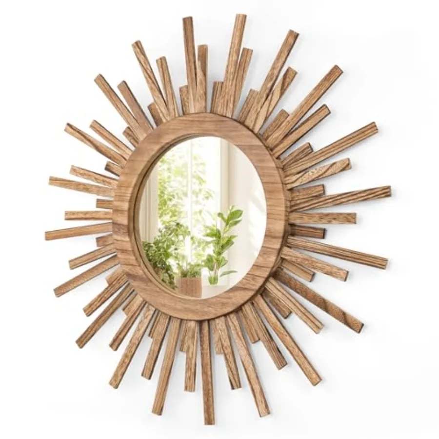 24 Inch Boho Sunburst Mirror, Round Wooden Wall Decor Starburst Sun Mirror for Bedroom, Living Room, Bathroom, Hallway, Balcony
24 Inch Boho Sunburst Mirror, Round Wooden Wall Decor Starburst Sun Mirror for Bedroom, Living Room, Bathroom, Hallway, Balcony