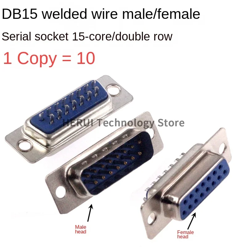 DB15 Female socket Male socket RS232 15-core welded wire type serial port socket 2 rows
DB15 Female socket Male socket RS232 15-core welded wire type serial port socket 2 rows
