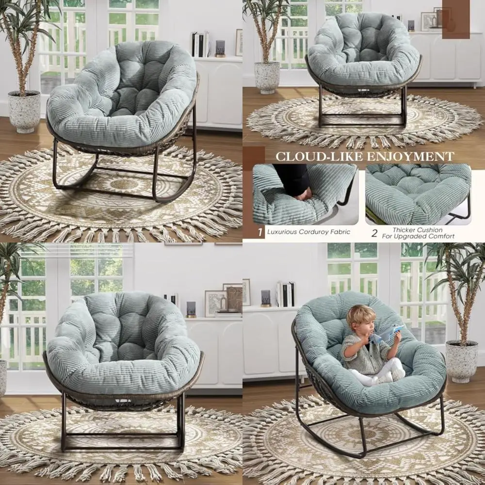 Экологичное большое кресло-качалка Papasan из вельветовой ткани и подушкой из пены с эффектом памяти, современный дизайн в форме яйца, зеленый
Экологичное большое кресло-качалка Papasan из вельветовой ткани и подушкой из пены с эффектом памяти, современный дизайн в форме яйца, зеленый