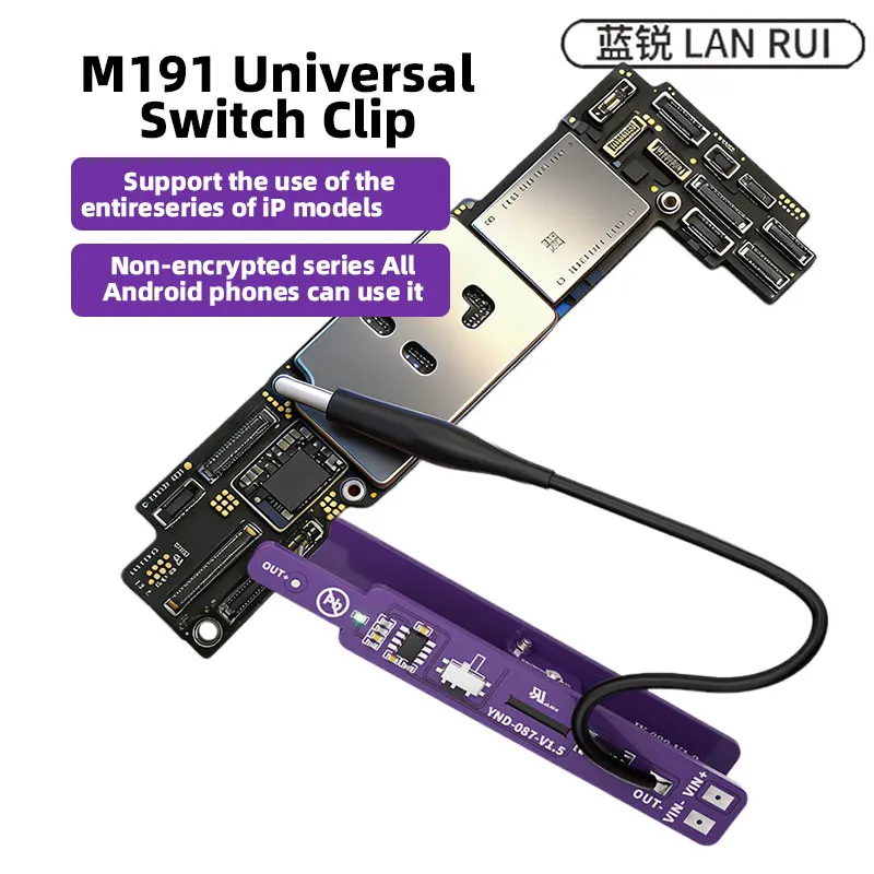 Lanrui M191 Universal Switch Clip Smartphone Repair Power Test Cable No-battery Boot Clip for Mobile Phone Maintenance
Lanrui M191 Universal Switch Clip Smartphone Repair Power Test Cable No-battery Boot Clip for Mobile Phone Maintenance