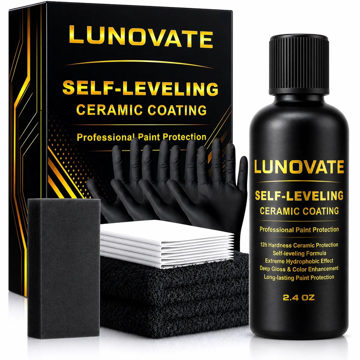 12H Self-Leveling Ceramic Coating 60ML – Professional Car Paint Protection, Extreme Hydrophobic,High Gloss Nano Ceramic Coating
12H Self-Leveling Ceramic Coating 60ML – Professional Car Paint Protection, Extreme Hydrophobic,High Gloss Nano Ceramic Coating