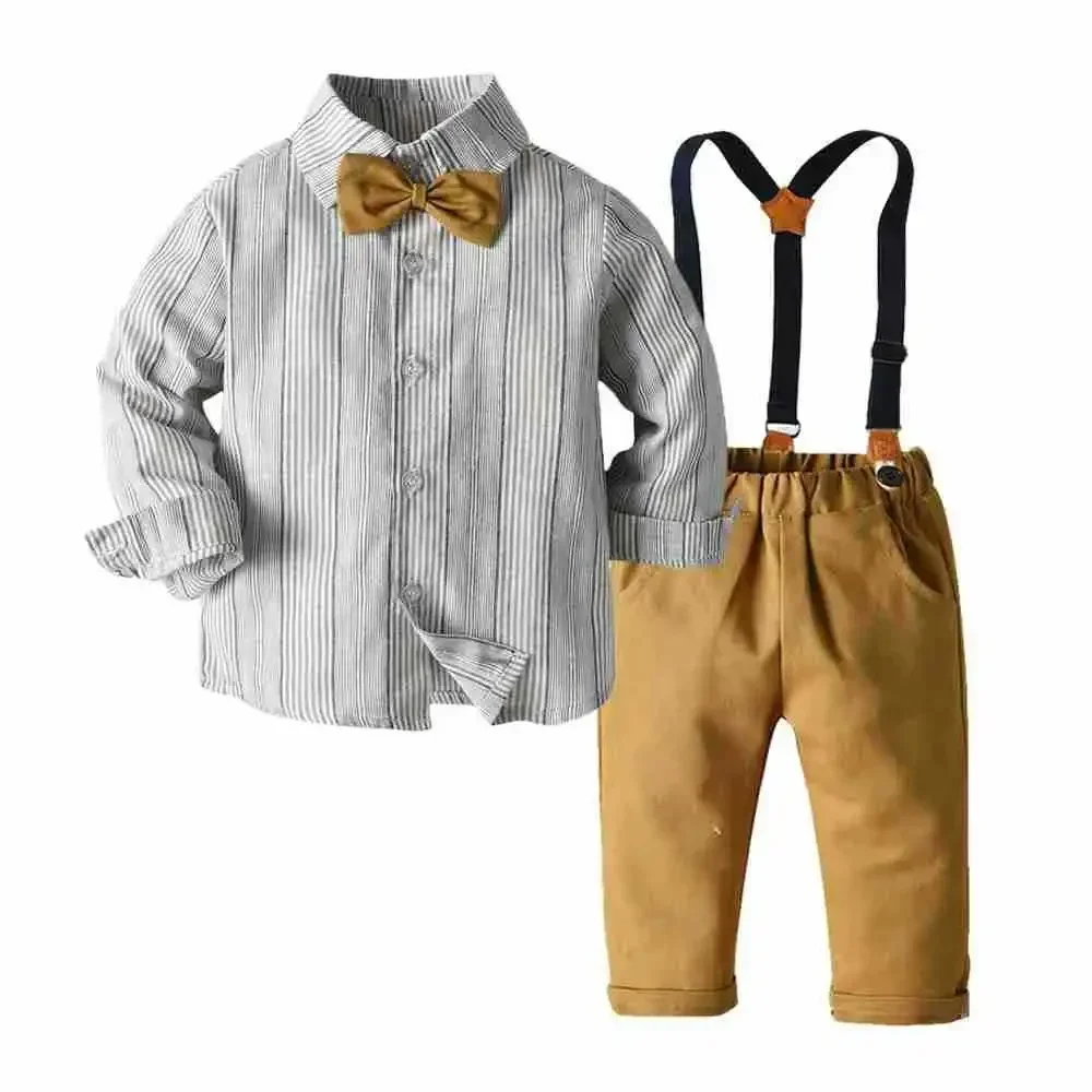 Autumn and Winter Boys' Clothing Set Boys Striped Shirt and Strap Pants Set for 80-160cm Boys Boy Long Sleeve Shirt and Pants
Autumn and Winter Boys' Clothing Set Boys Striped Shirt and Strap Pants Set for 80-160cm Boys Boy Long Sleeve Shirt and Pants