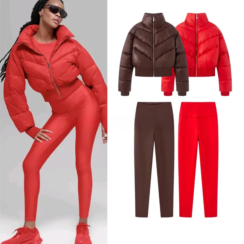 Spring New Women's Thiened Long Sve Zipper Cotton Jaet Yoga Pants Set Stand Collar Warm Faionable Two-Piece Outfit
Spring New Women's Thiened Long Sve Zipper Cotton Jaet Yoga Pants Set Stand Collar Warm Faionable Two-Piece Outfit
